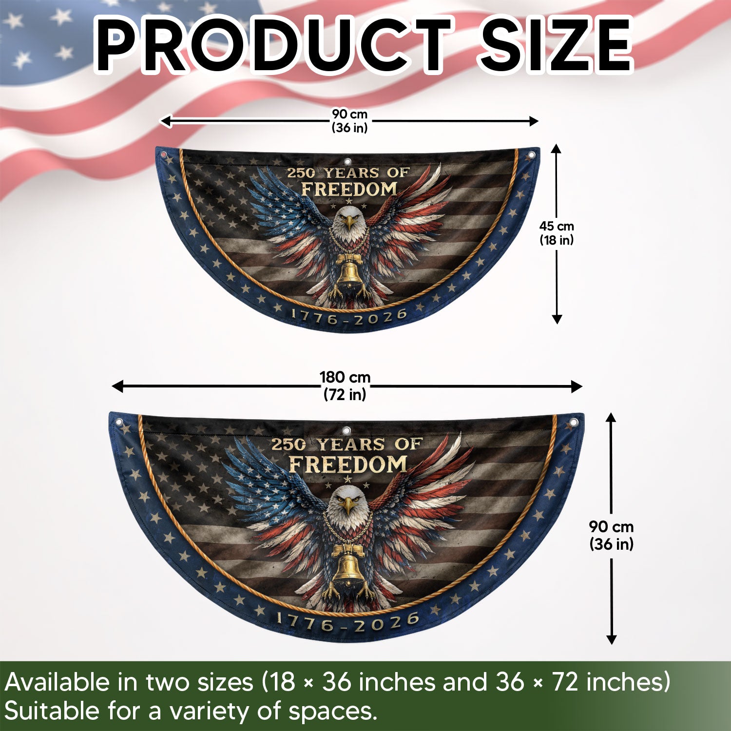 250 Years of Freedom Fence Flag 1776-2026 Patriotic Eagle Liberty Bell Banner