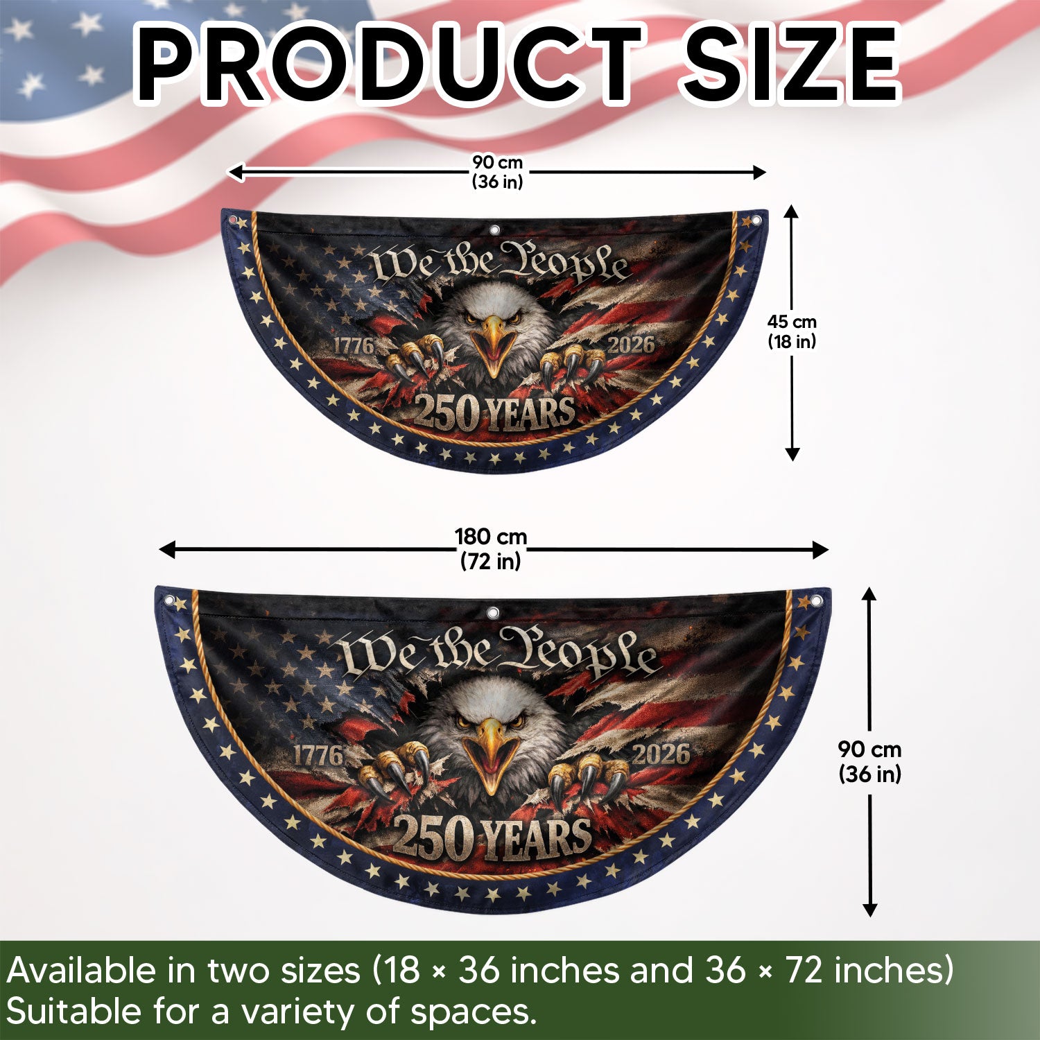 We The People Eagle Fence Flag 250 Years 1776-2026 Patriotic Double Sided Banner