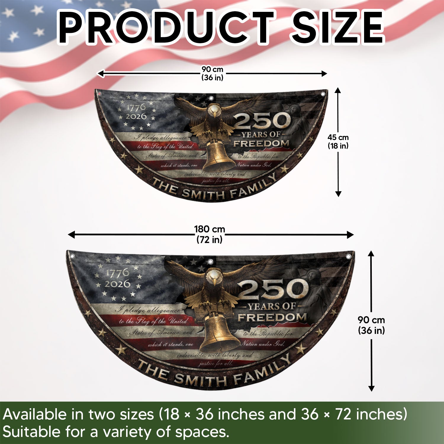 250 Years of Freedom Flag Fence Flag Custom Family Name, American Flag with Eagle, We The People Banner Decor