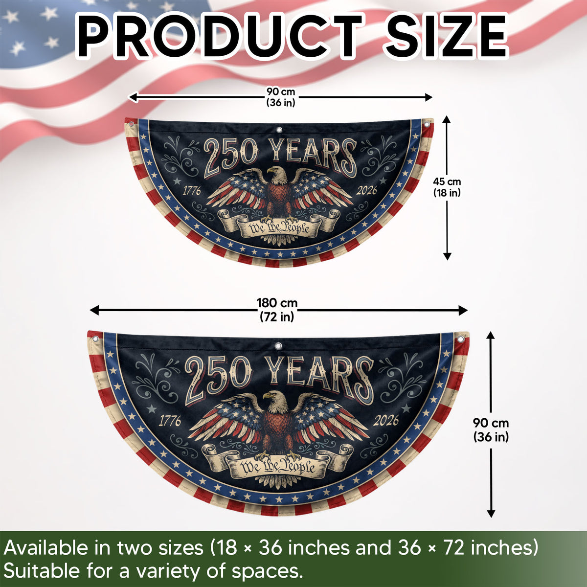 Fence Flag 250 Years of Freedom 1776-2026 Patriotic Eagle Outdoor Porch Railing Banner - Rust Field Wear