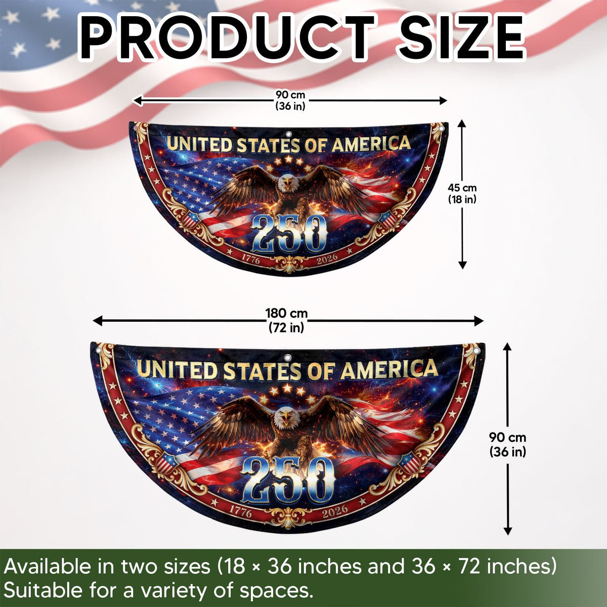 United States 250 Years Fence Flag 1776-2026 Patriotic Eagle Outdoor Banner Decoration - Rust Field Wear