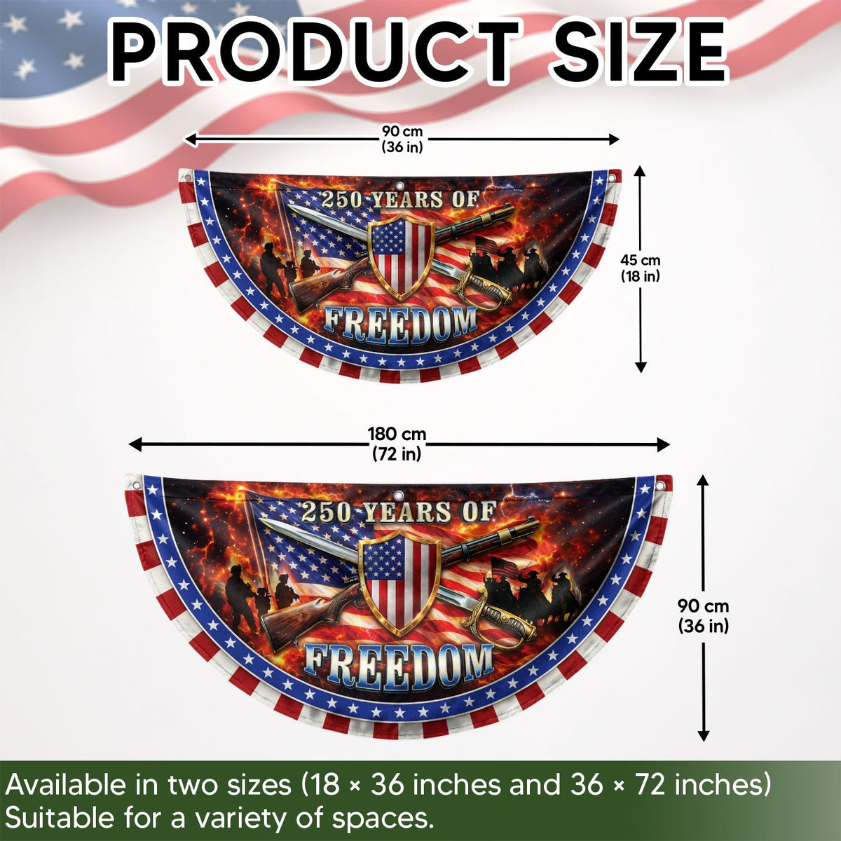 250 Years of Freedom Fence Flag 1776-2026 Patriotic Military Shield Banner - Rust Field Wear