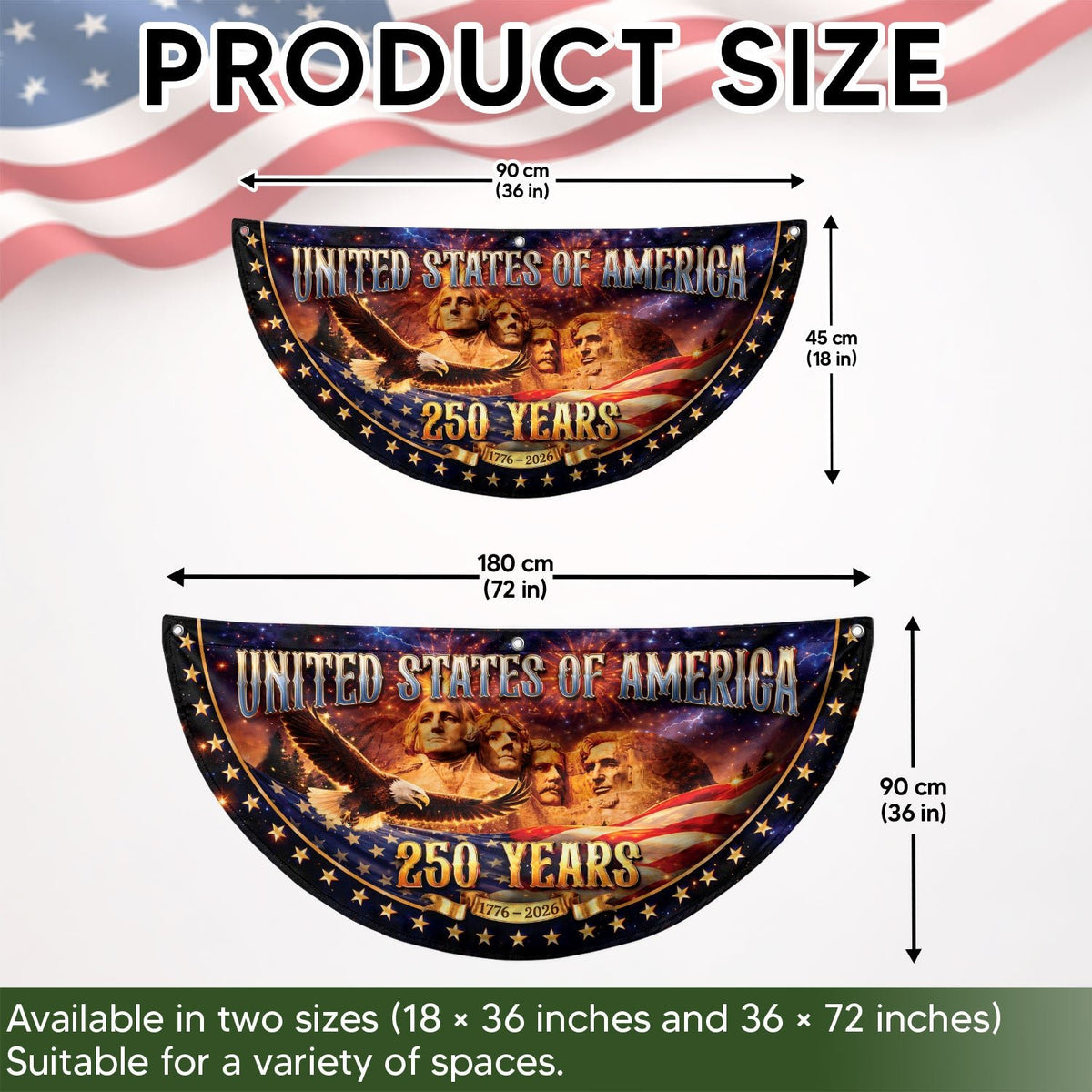 Mount Rushmore 250 Years United States Fence Flag 1776-2026 Patriotic Outdoor Banner - Rust Field Wear