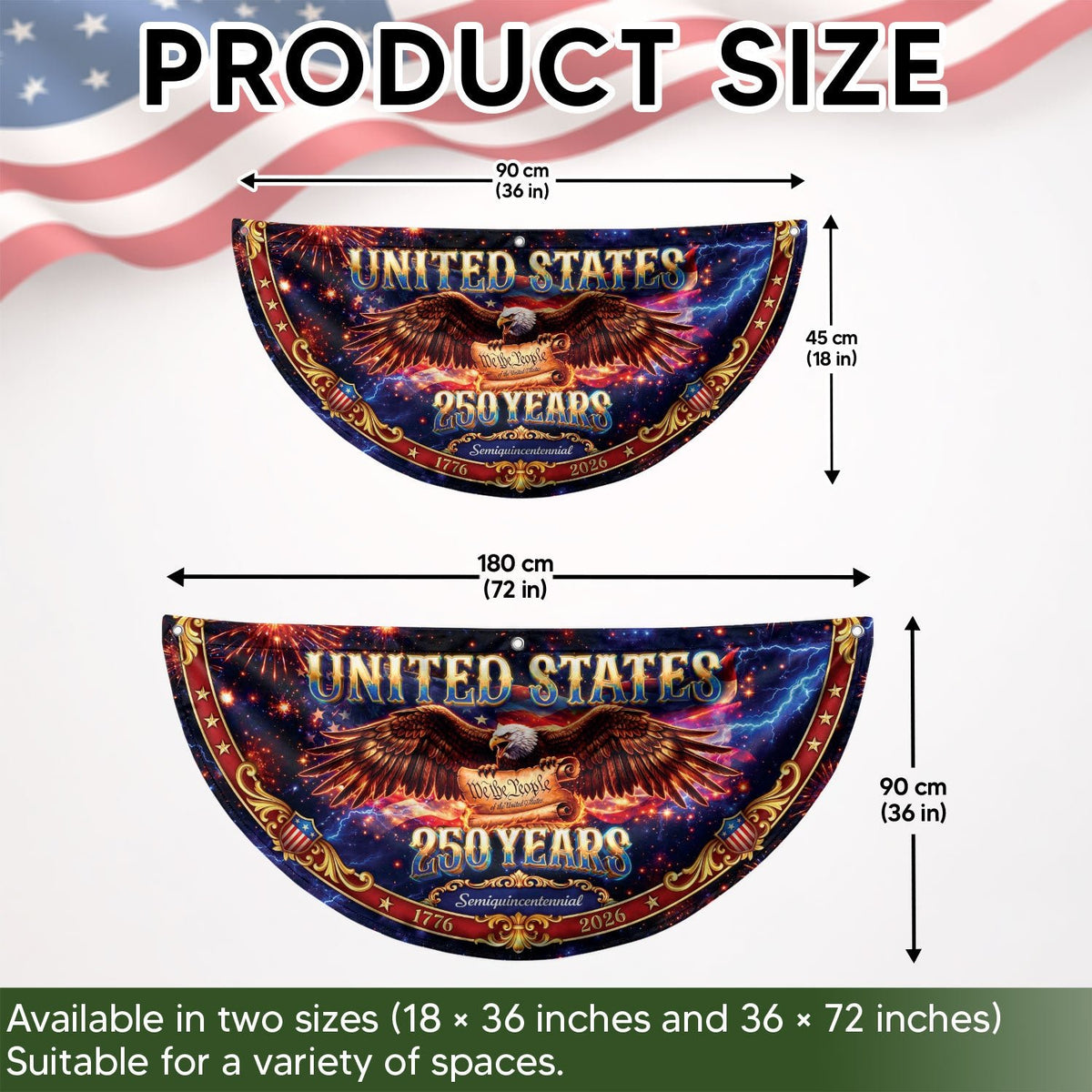 We the People 250 Years United States Fence Flag 1776-2026 Patriotic Eagle Banner - Rust Field Wear