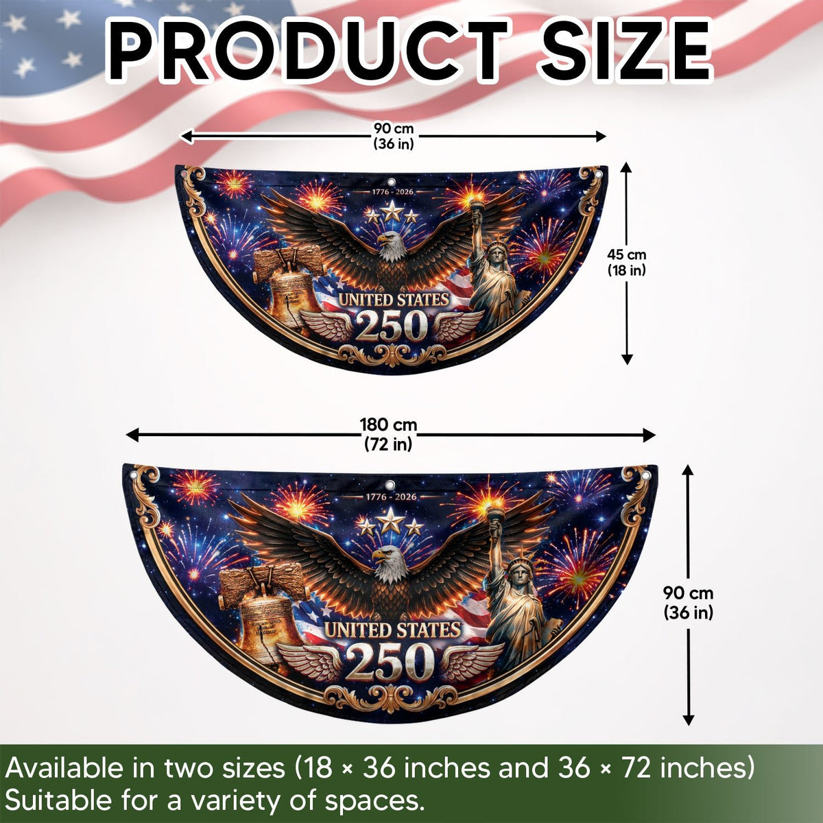 USA 250 Years Fence Flag 1776-2026 Liberty Bell Patriotic Eagle Yard Decoration - Rust Field Wear