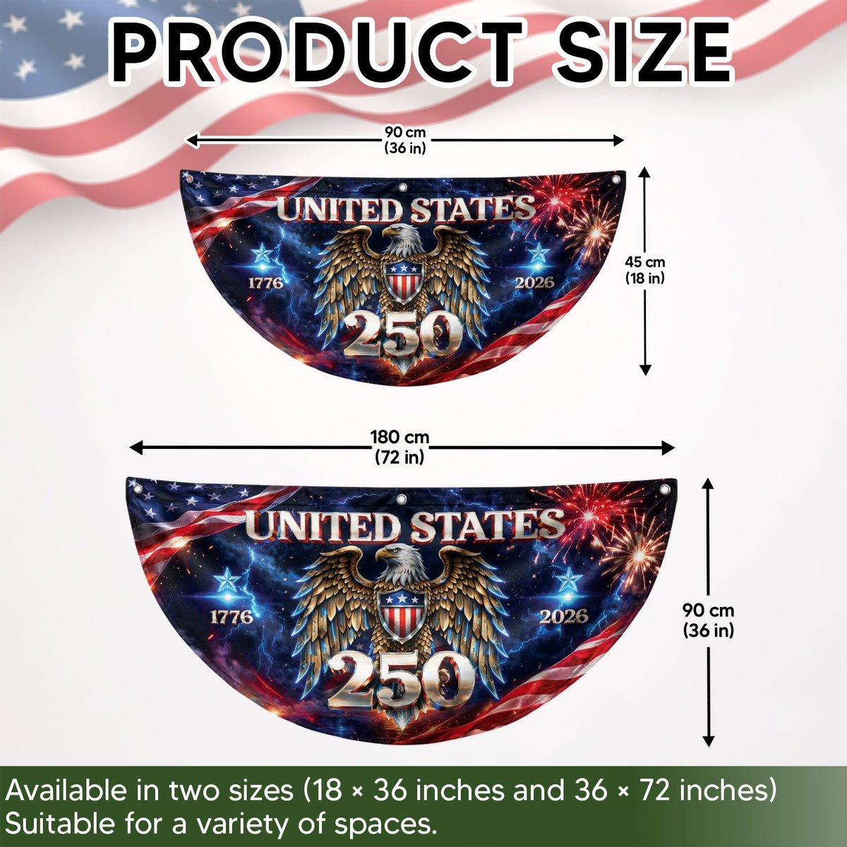 250 Years United States Fence Flag 1776-2026 Patriotic Eagle Outdoor Banner Decoration - Rust Field Wear