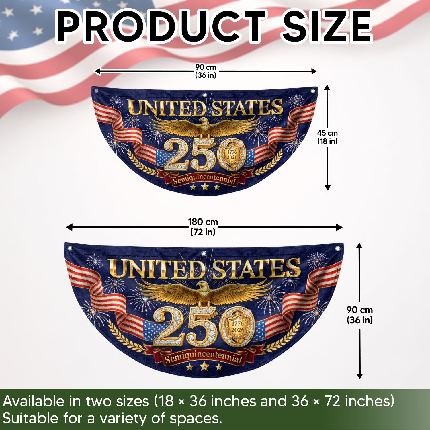 USA 250 Years Fence Flag 1776-2026 Patriotic Golden Eagle Outdoor Garden Decoration