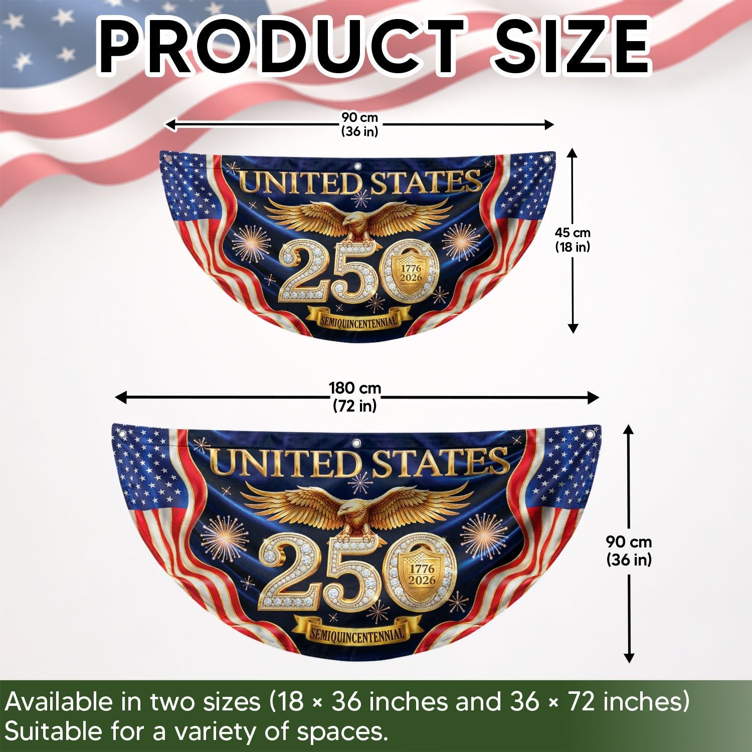 United States 250 Years Fence Flag 1776-2026 Patriotic Eagle Anniversary - Rust Field Wear