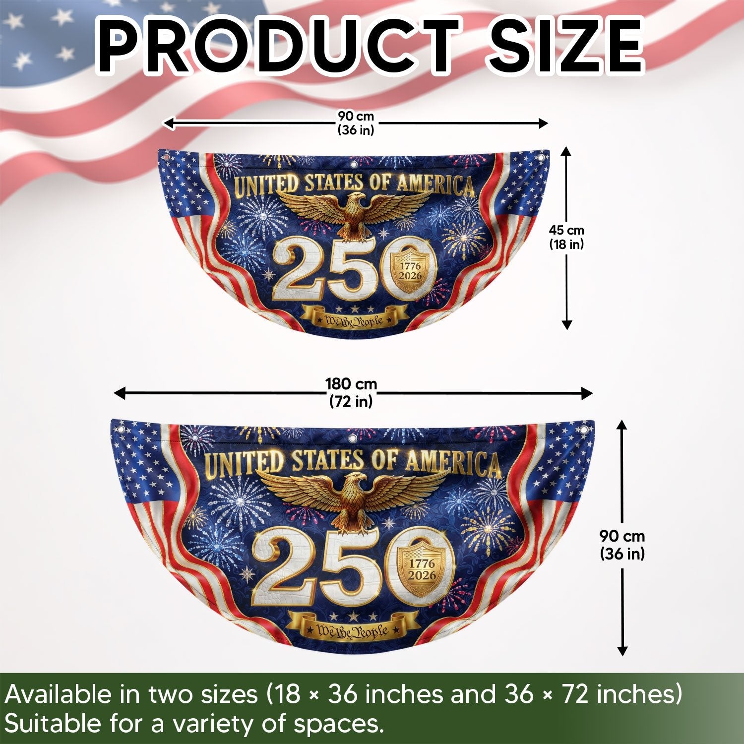 250 Years United States Fence Flag 1776-2026 Patriotic Heritage Banner - Rust Field Wear