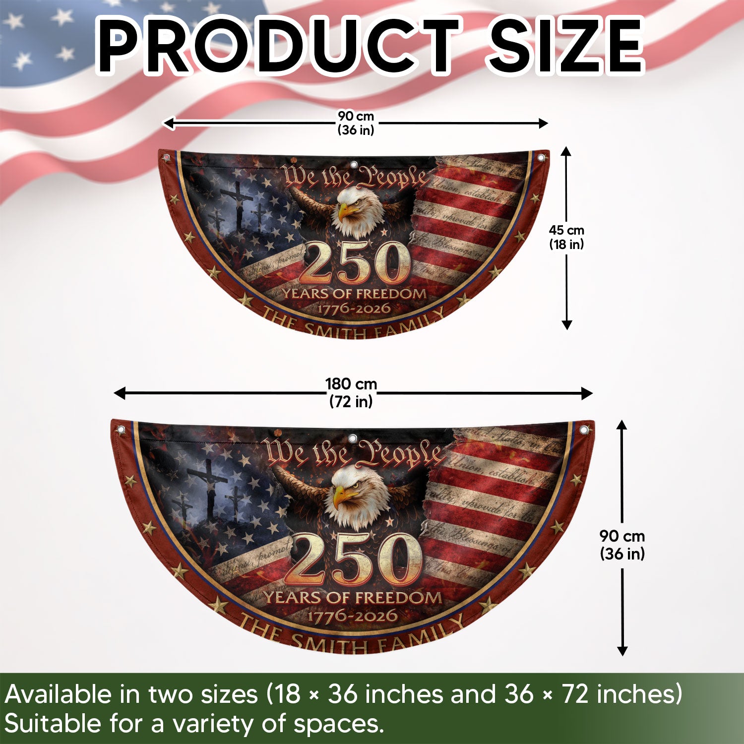 250 Christ Years of Freedom Flag Fence Flag Custom Family Name 250 Years Christian Flag American Flag with Cross Design - Rust Field Wear
