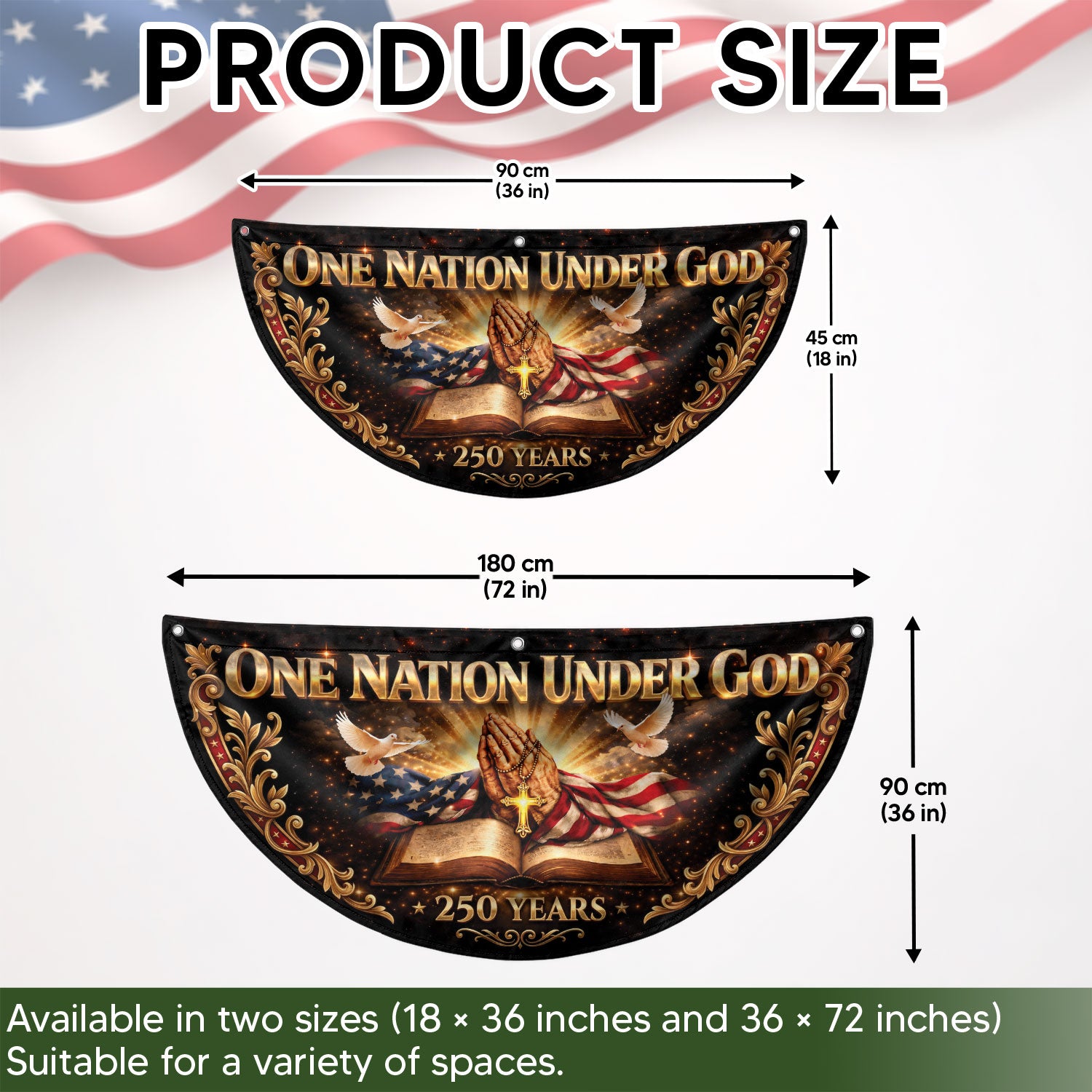 250 Years United States Fence Flag One Nation Under God 1776-2026 Patriotic Bible Banner