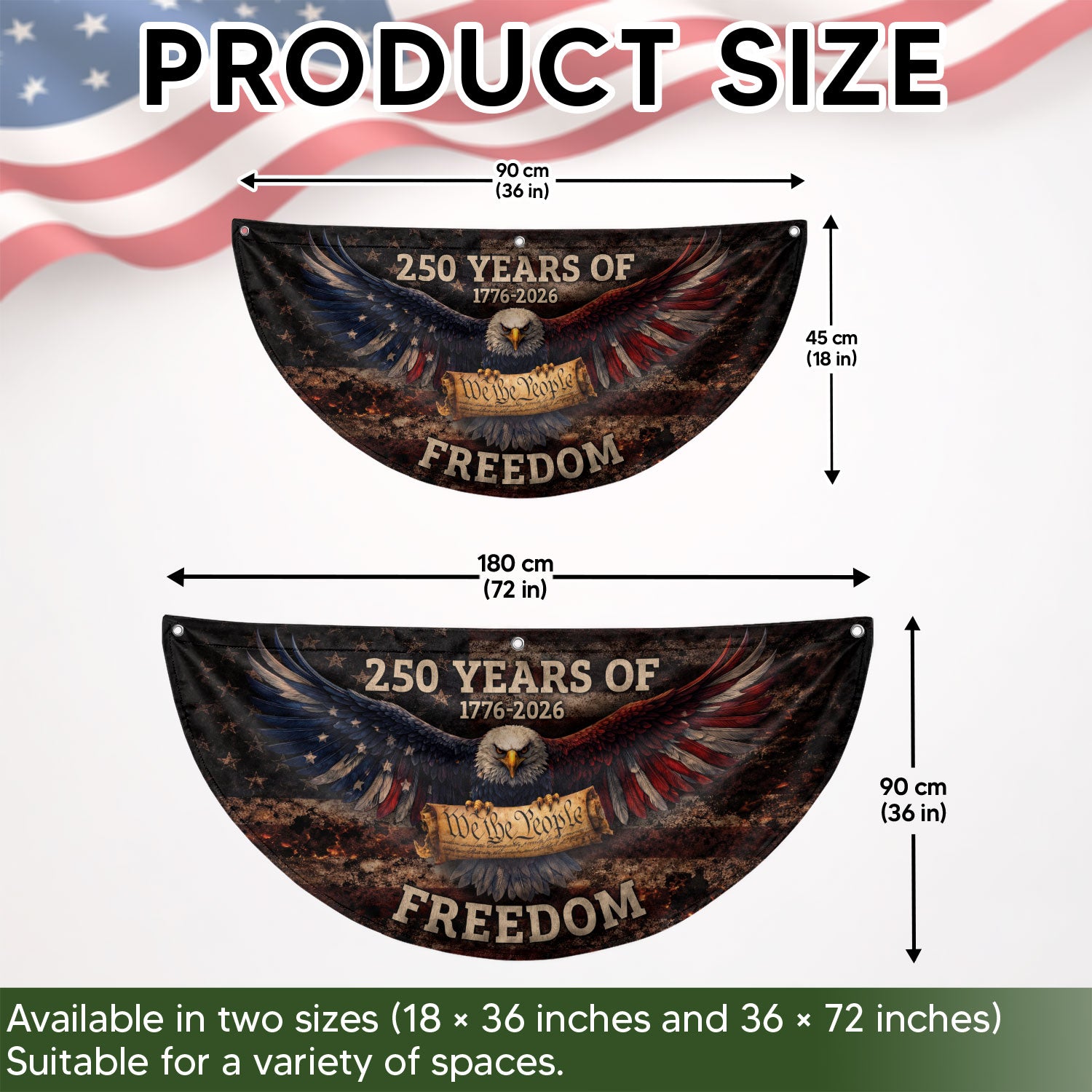 Fence Flag USA 250th Anniversary 1776–2026, American Eagle Patriotic 250 Year Flag, Outdoor Banner Decor
