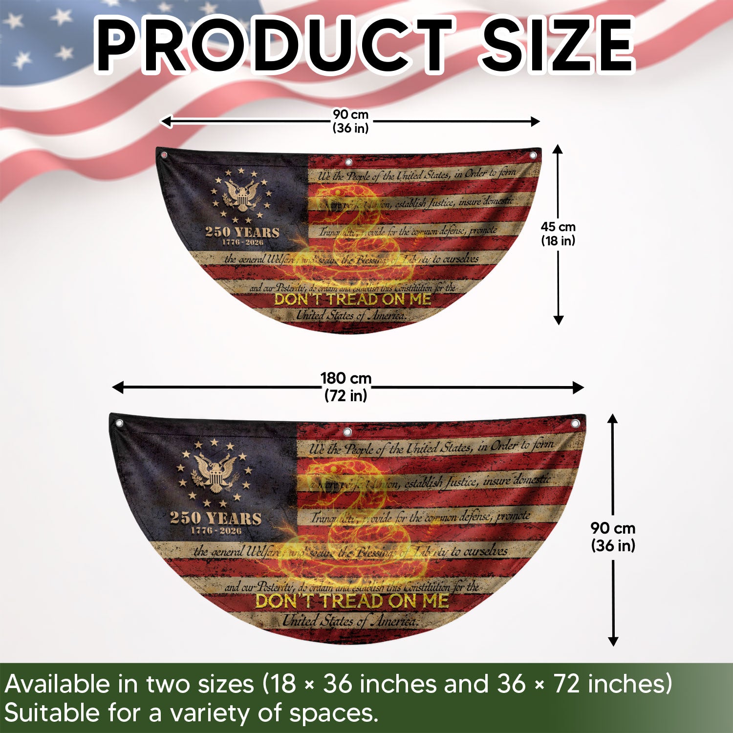 Fence Flag USA 250th Anniversary 1776–2026, Patriotic 250 Year American Flag Banner Decor