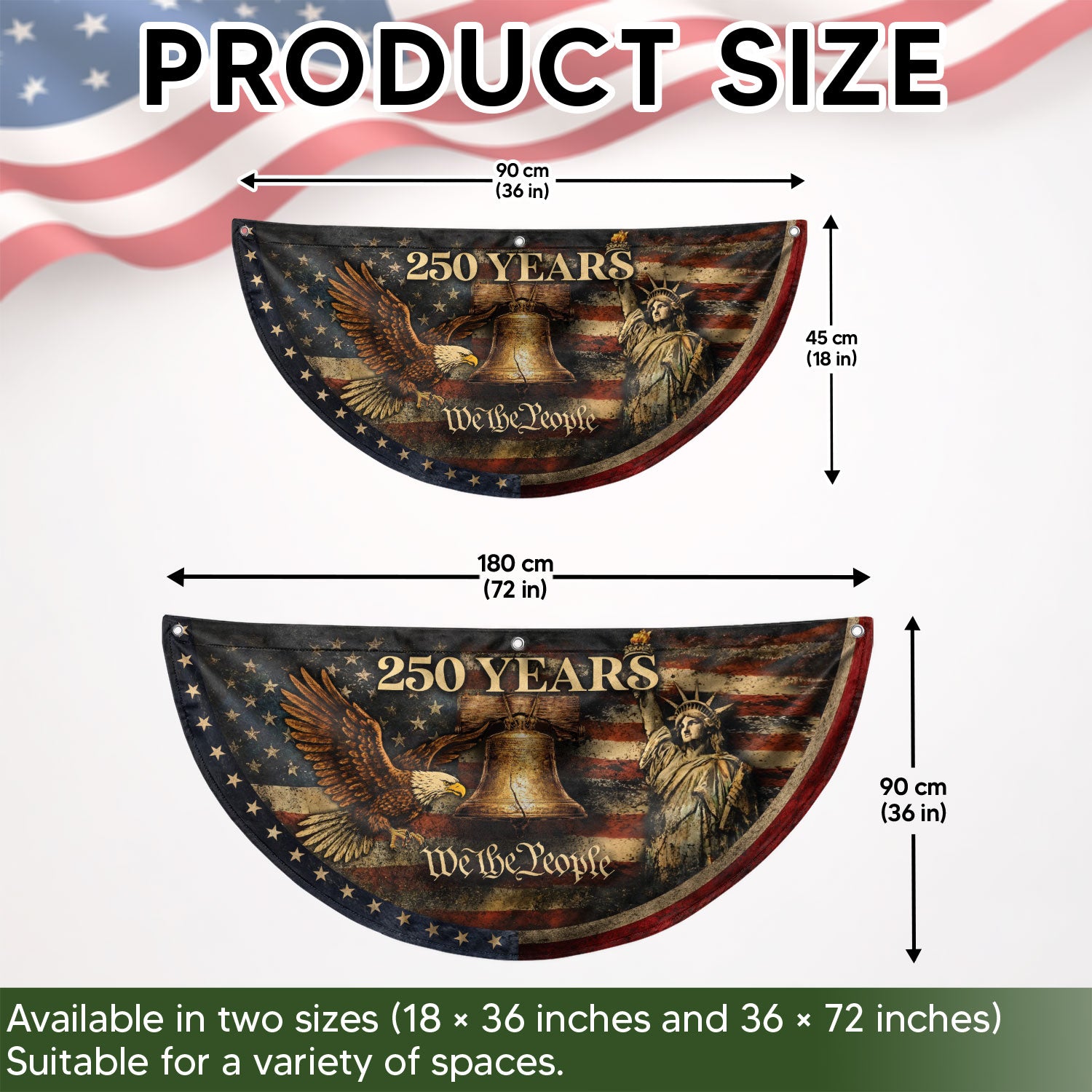 250 Years Fence Flag 1776-2026 We The People Eagle Liberty Bell Patriotic Flag Decor - Rust Field Wear