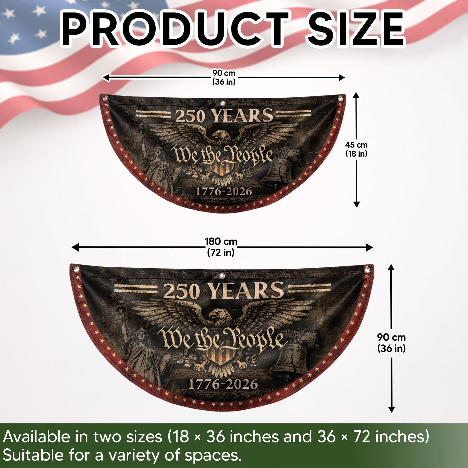 250 Years Fence Flag 1776–2026 We The People Eagle Patriotic Banner USA Decor - Rust Field Wear
