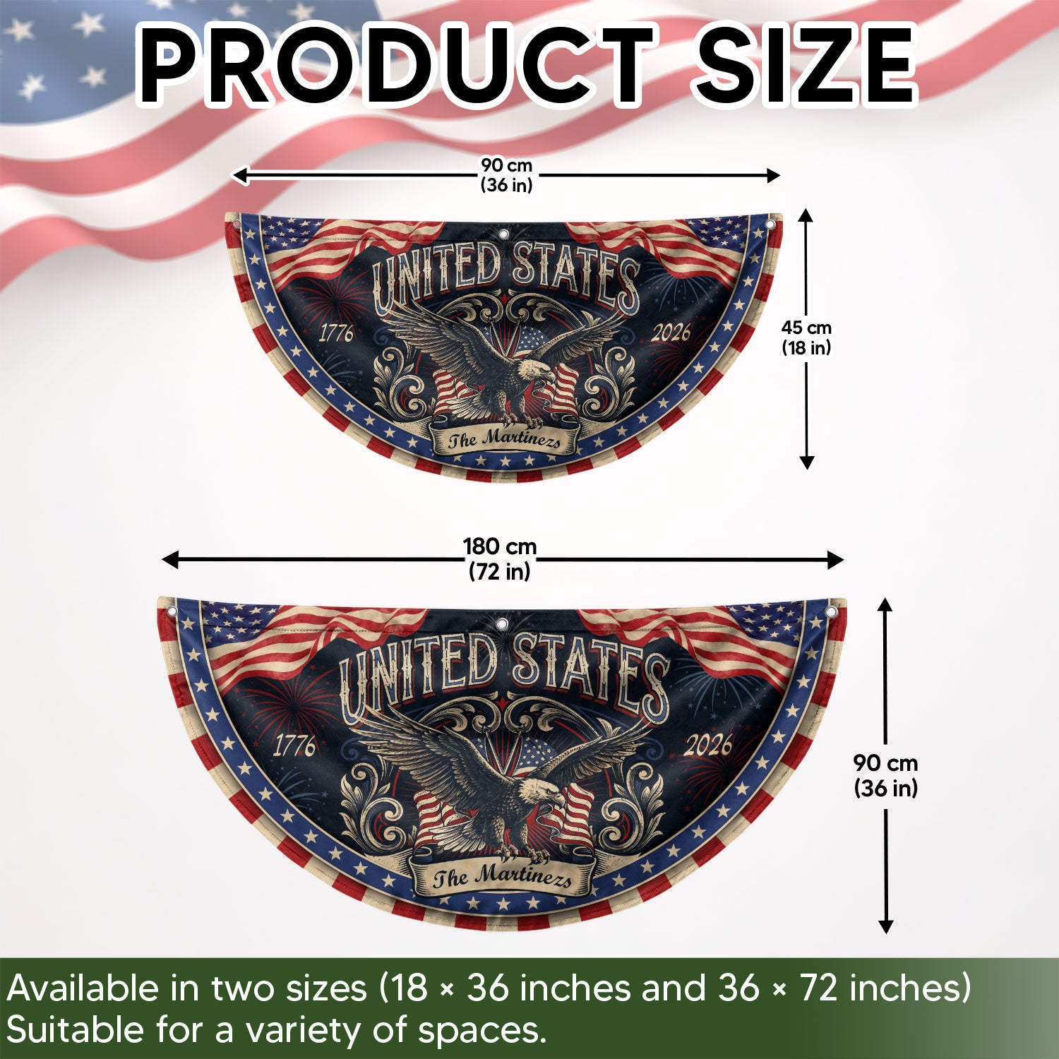 Custom Family Name United States 1776-2026 Patriot Eagle Bunting Fence Flag Banner