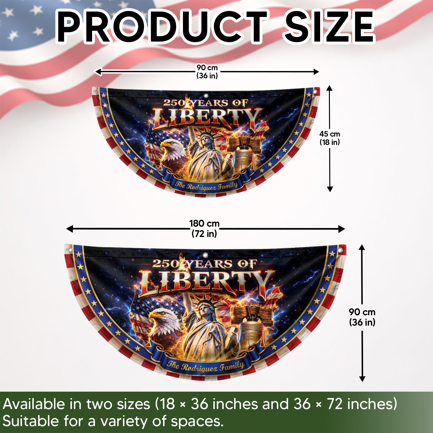 United States 250 Years Custom Family Name Fence Flag - 1776-2026 Patriot Liberty Decor