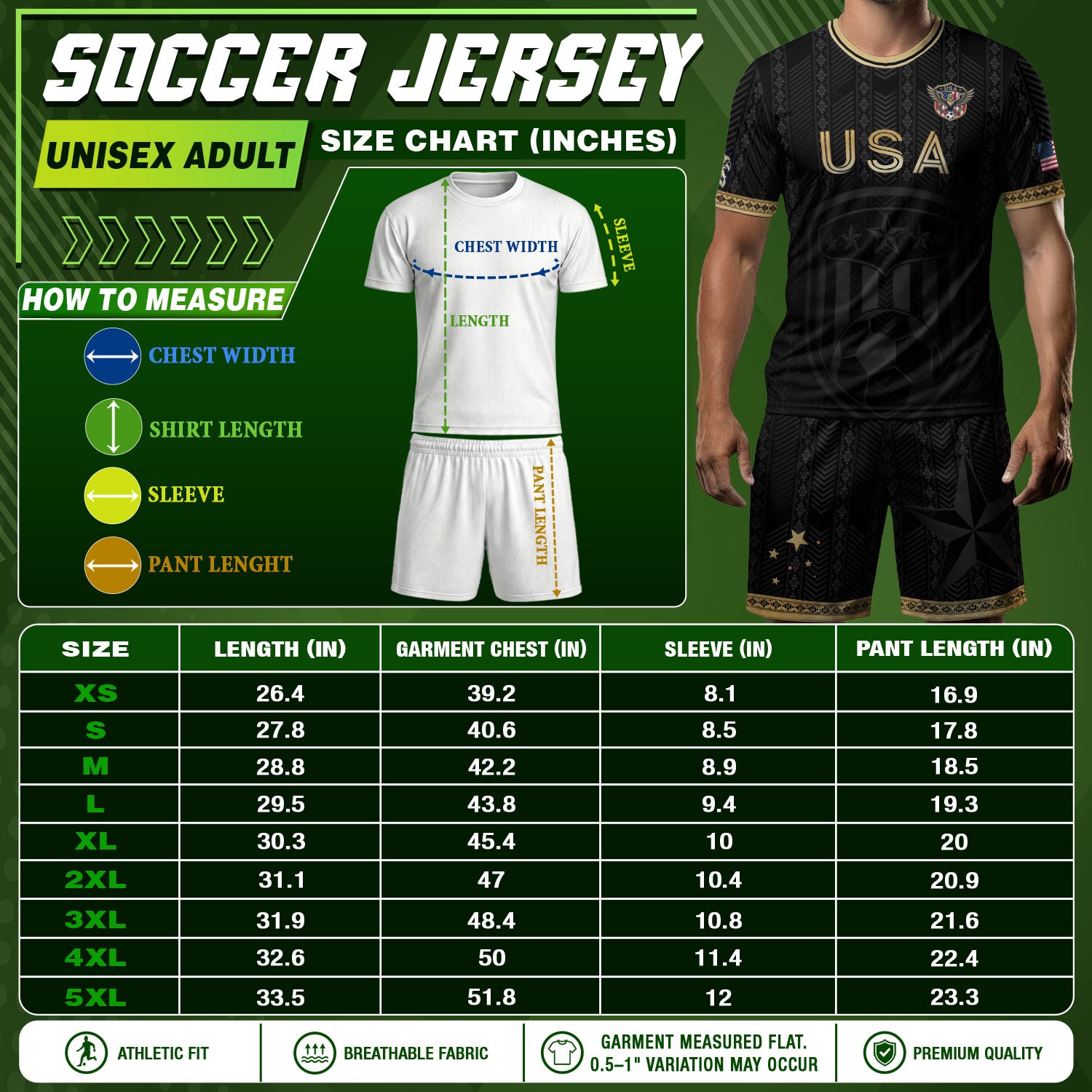 USA Soccer Jersey Patriotic American Eagle Black Gold Shield Football Shirt Men Women Gear