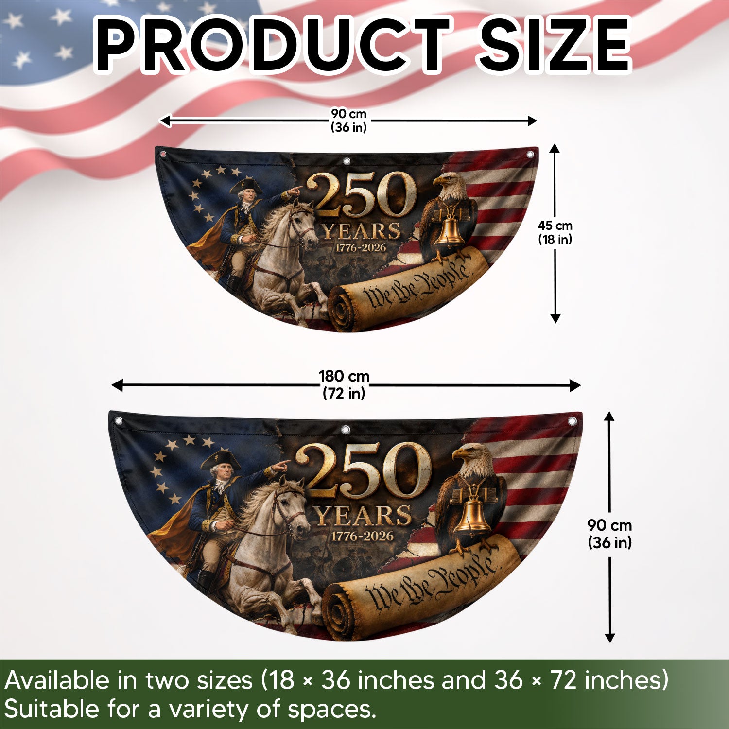 250th Anniversary US Fence Flag 1776-2026 Patriotic George Washington Outdoor Banner