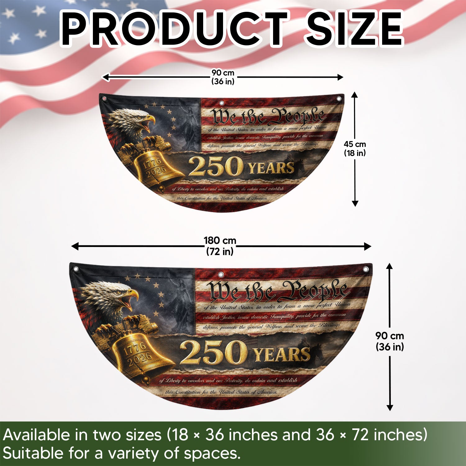 250th Anniversary US Fence Flag 1776-2026 Patriotic We The People Outdoor Banner