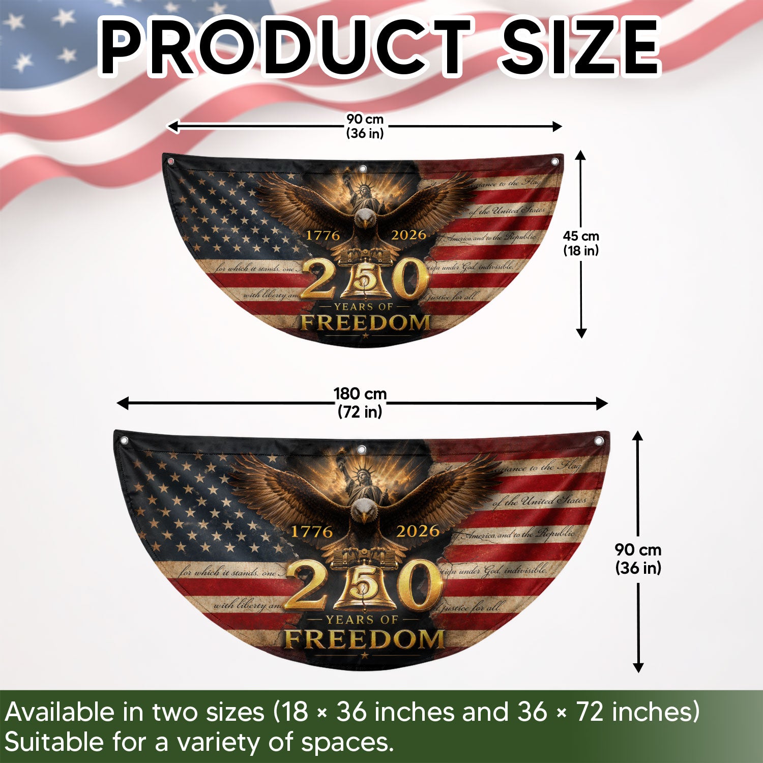 250th Anniversary US Fence Flag 1776-2026 Patriotic Statue of Liberty Outdoor Banner