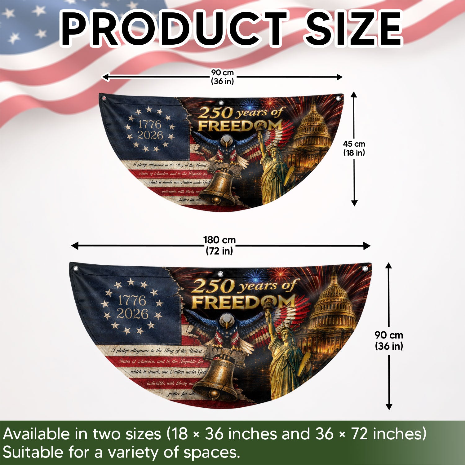 250th Anniversary US Fence Flag 1776-2026 Patriotic US Capitol Statue of Liberty Banner