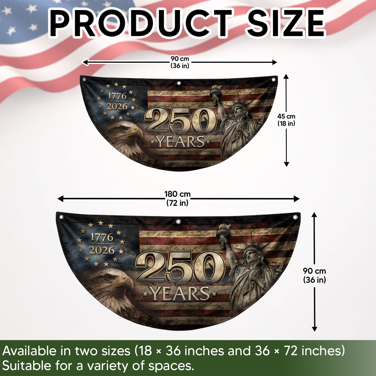 Fence Flag 250 Years Patriotic Banner | 1776-2026 Statue of Liberty Outdoor Decor - Rust Field Wear