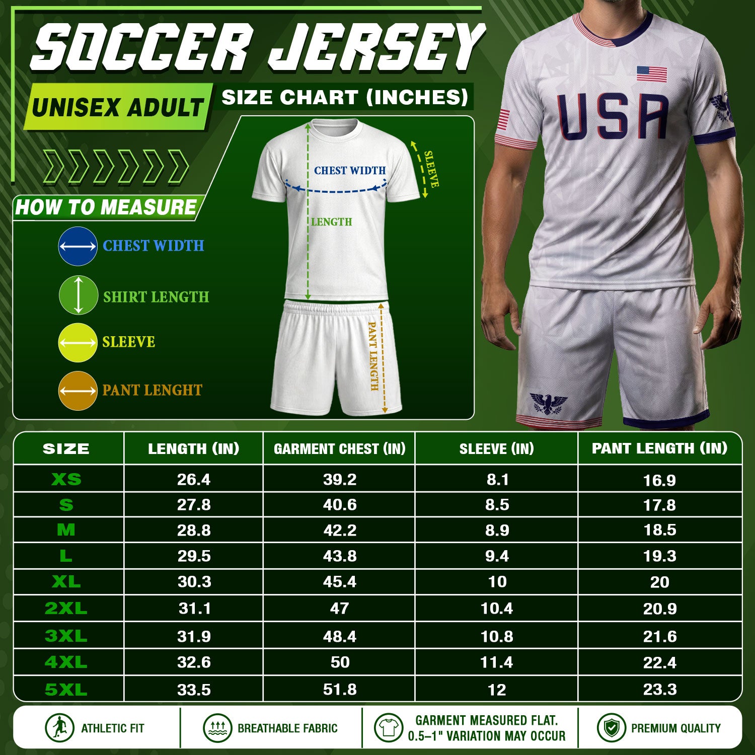 White USA Soccer Jersey Men Patriotic United States Football Shirt Team Sportswear Gift
