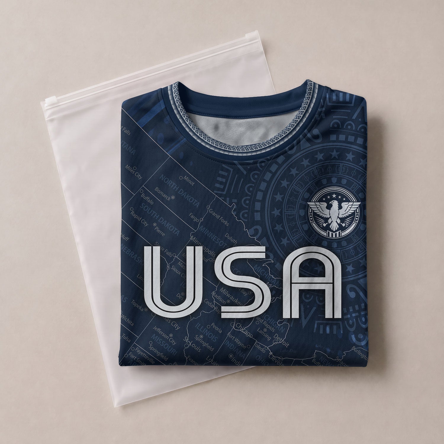 USA Kids Soccer Jersey Set Navy Blue Eagle Map Patriotic Football Outfit Kit