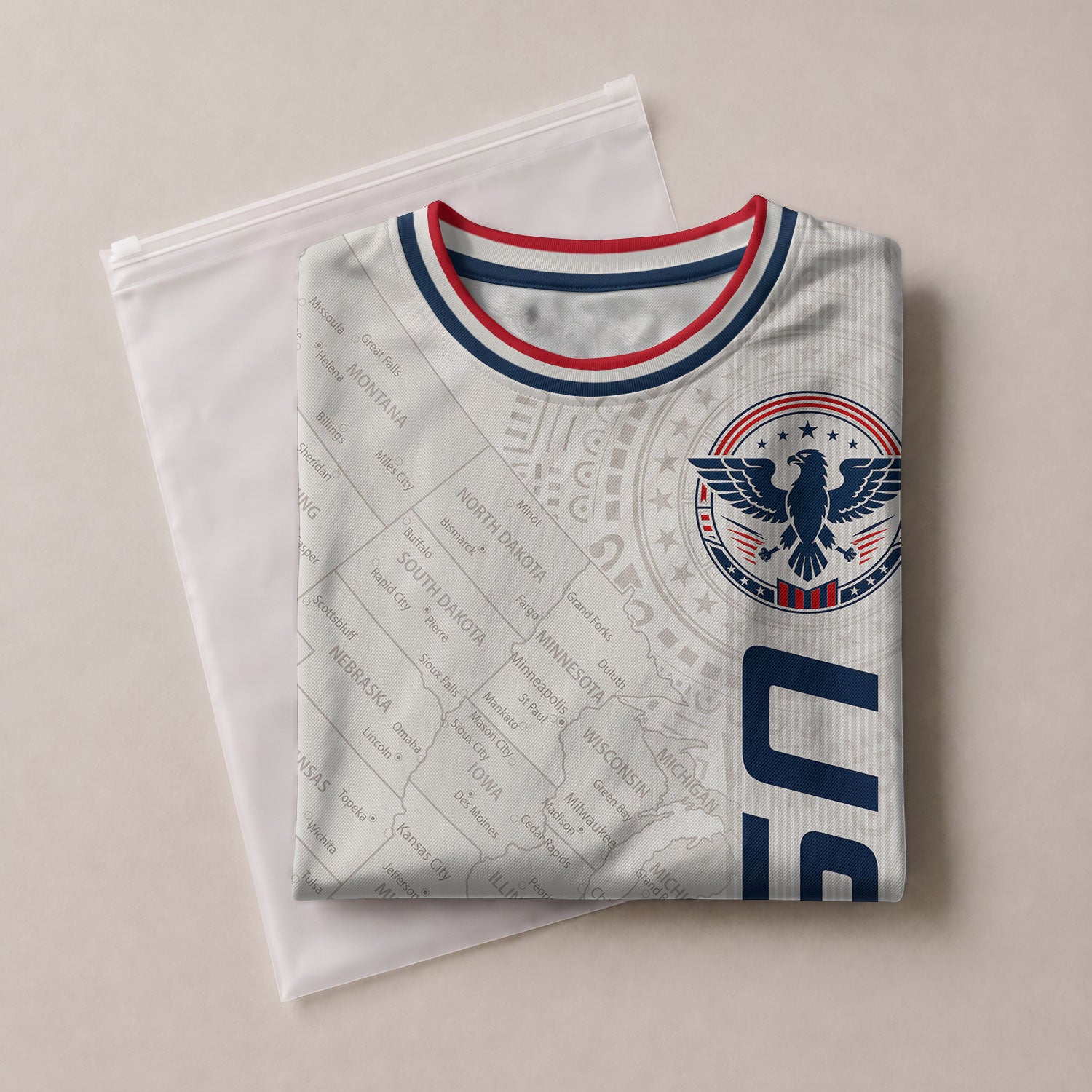 USA Kids Soccer Jersey Set White Eagle Patriotic Youth Football Outfit Kit