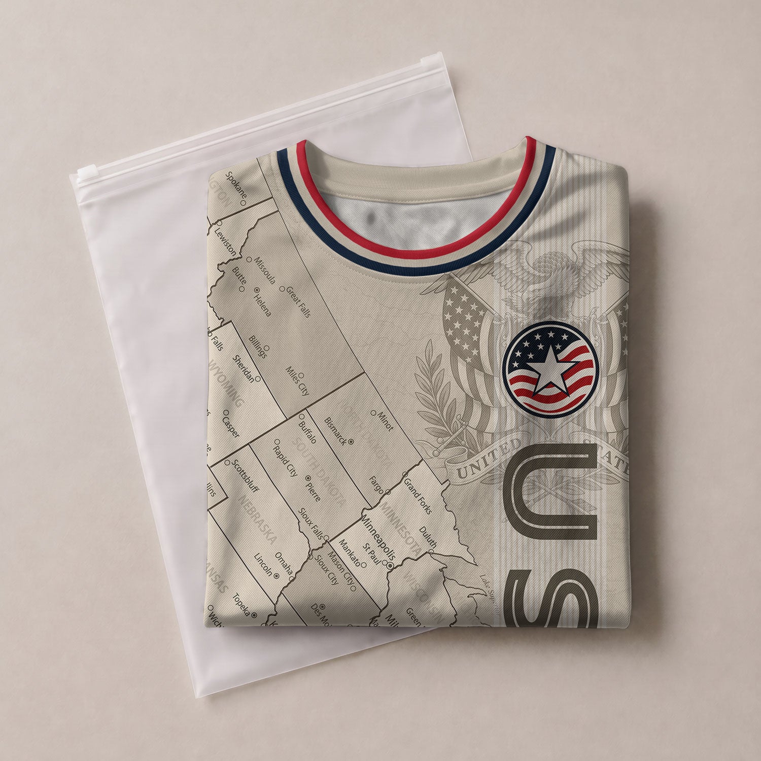 USA Kids Soccer Jersey Set Off White Map Graphic Youth Football Kit