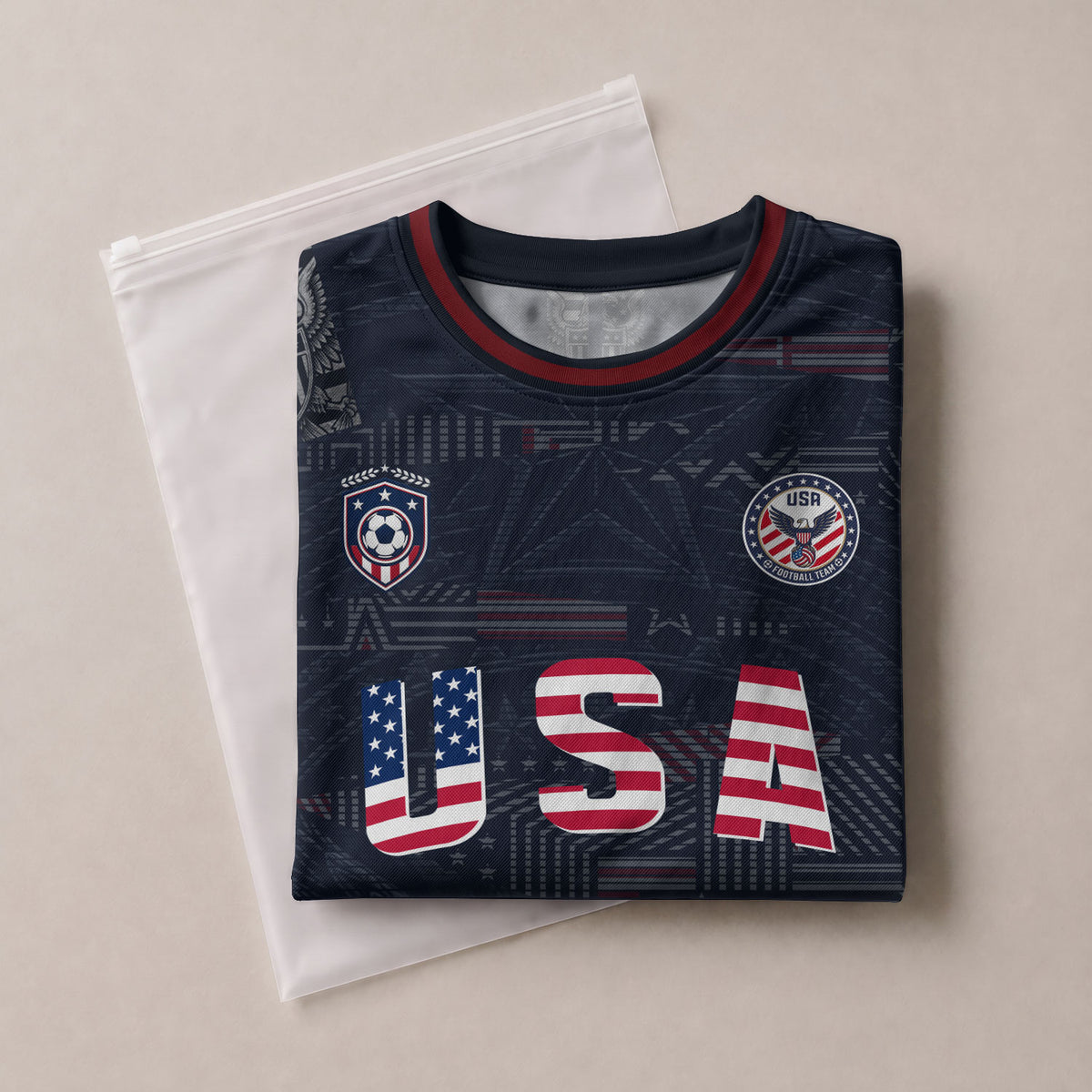 Adult Men Women USA Soccer Jersey Patriotic Flag Letters United States Fan Shirt - Rust Field Wear