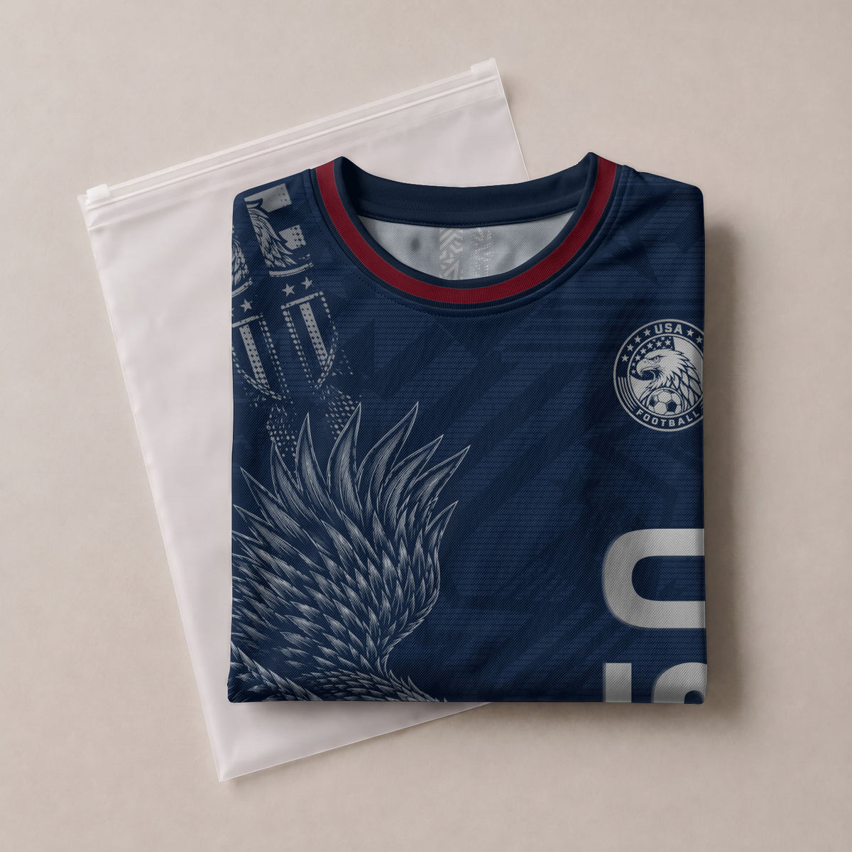 Patriotic Eagle Adult USA Soccer Jersey Navy Blue Shirt United States Football Tee - Rust Field Wear