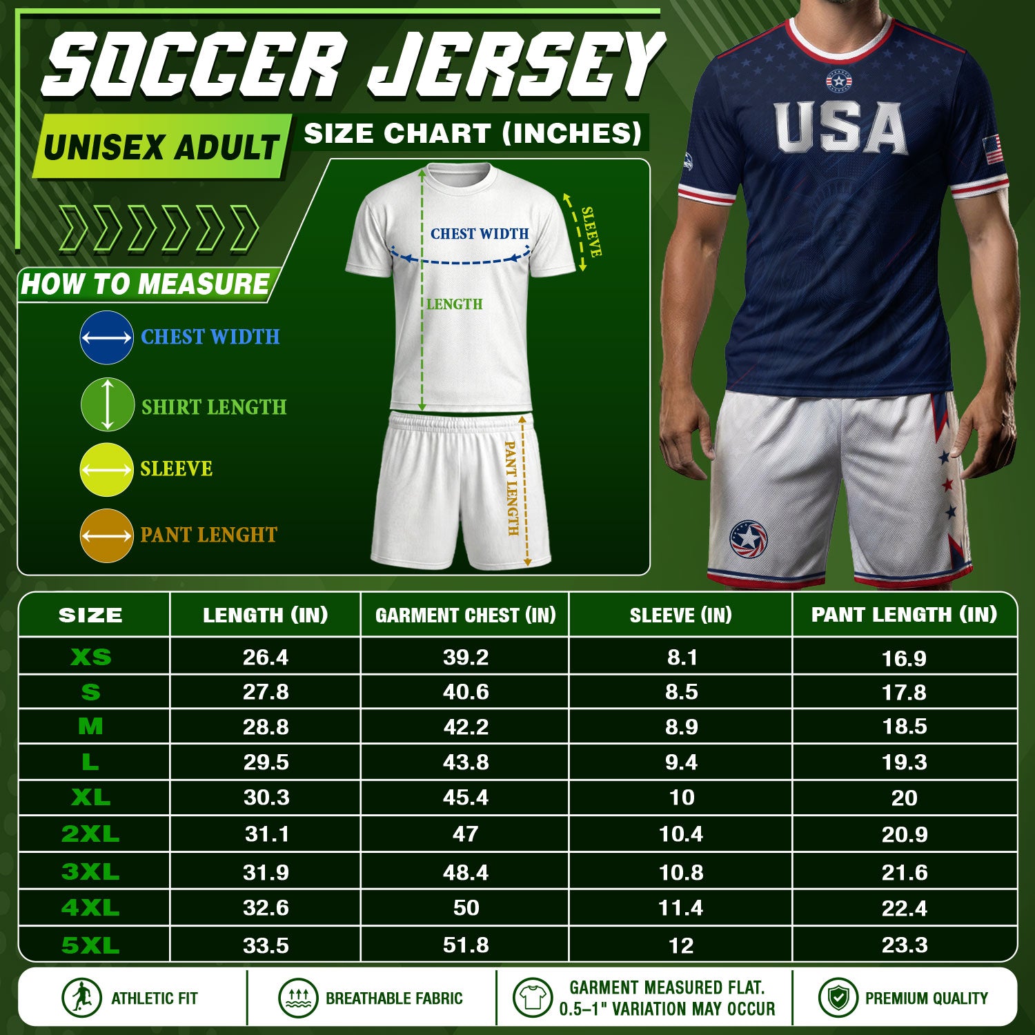 Navy USA Soccer Jersey Men Patriotic United States Football Shirt Silver USA Text Gift