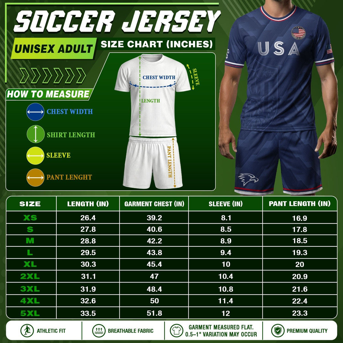 Navy Blue USA Soccer Jersey Patriotic Eagle Graphic Football Shirt for Men American Pride Sports Fan Apparel - Rust Field Wear