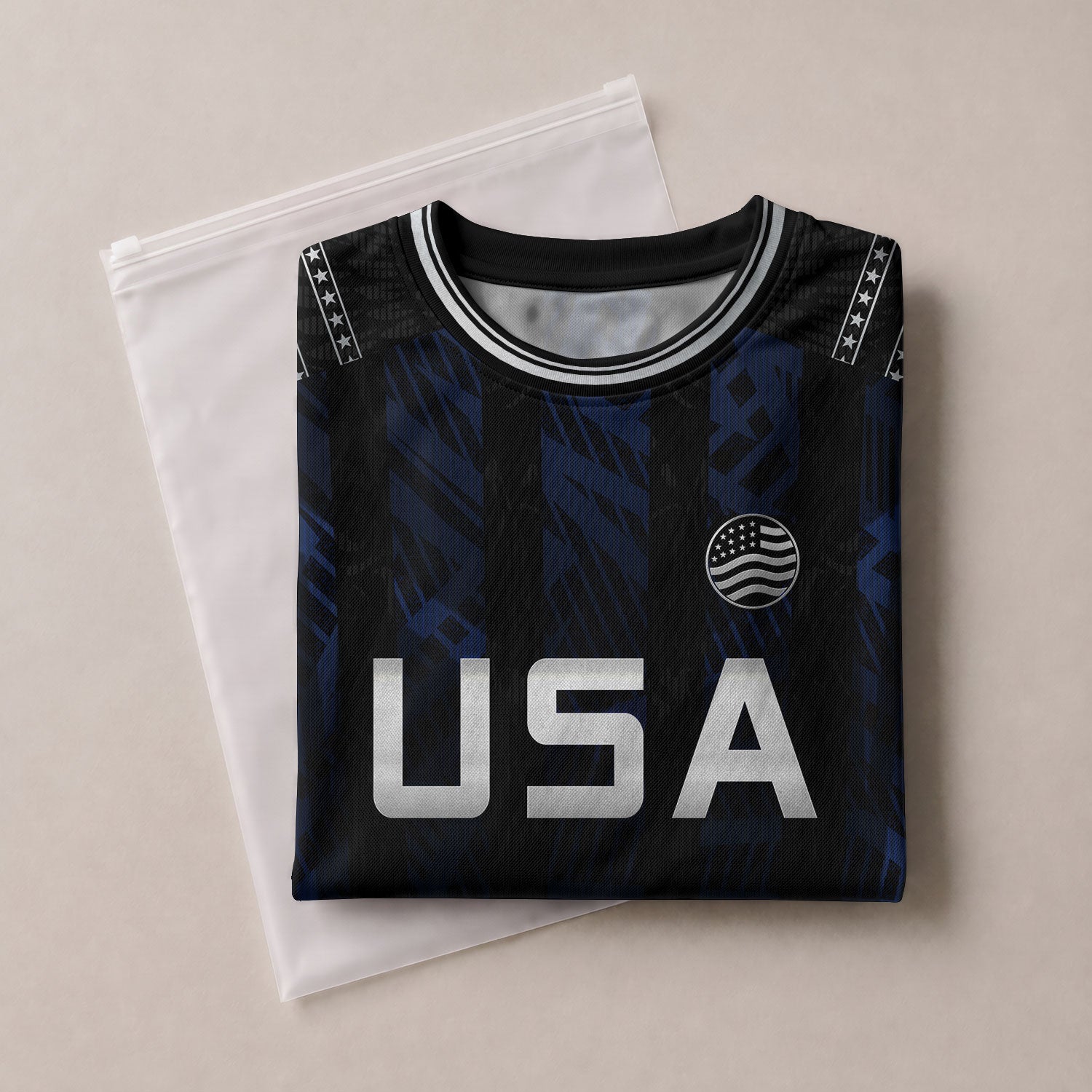 USA Kids Soccer Jersey Set Black Navy Eagle Crest Youth Football Kit
