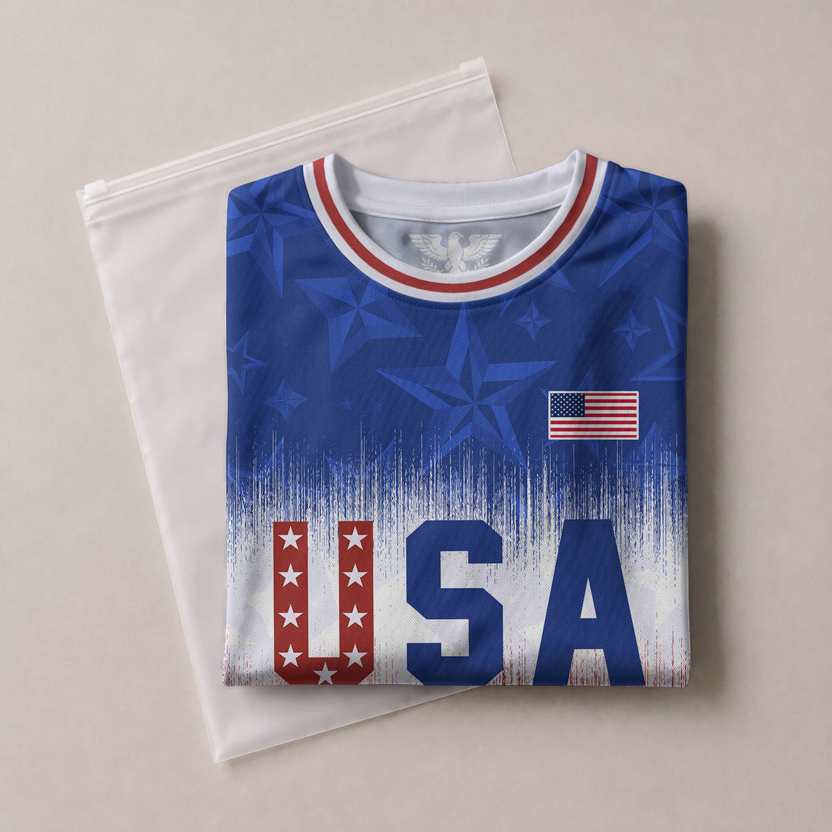 USA Kids Soccer Jersey Youth Blue White Red Tie Dye Stars Patriotic Football Shirt - Rust Field Wear