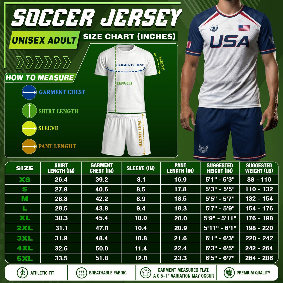 USA Soccer Jersey Adult White Navy Patriotic Diagonal Stripe Shirt United States Tee - Rust Field Wear