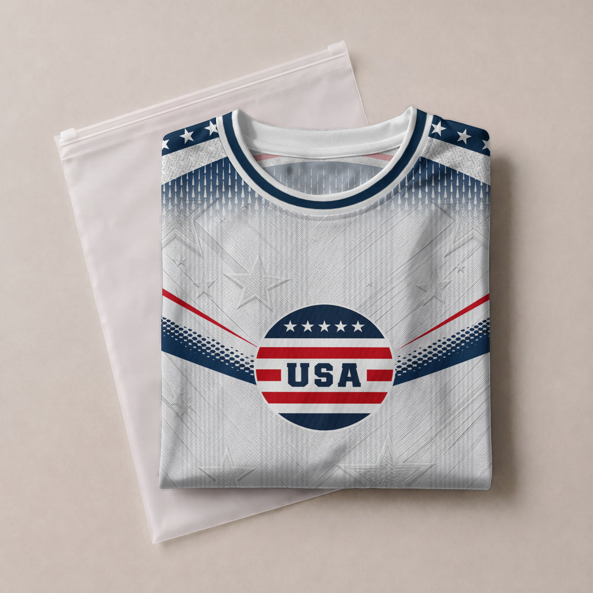 Adult USA Soccer Jersey Patriotic White Flag Pattern Lettering United States Fan Shirt - Rust Field Wear