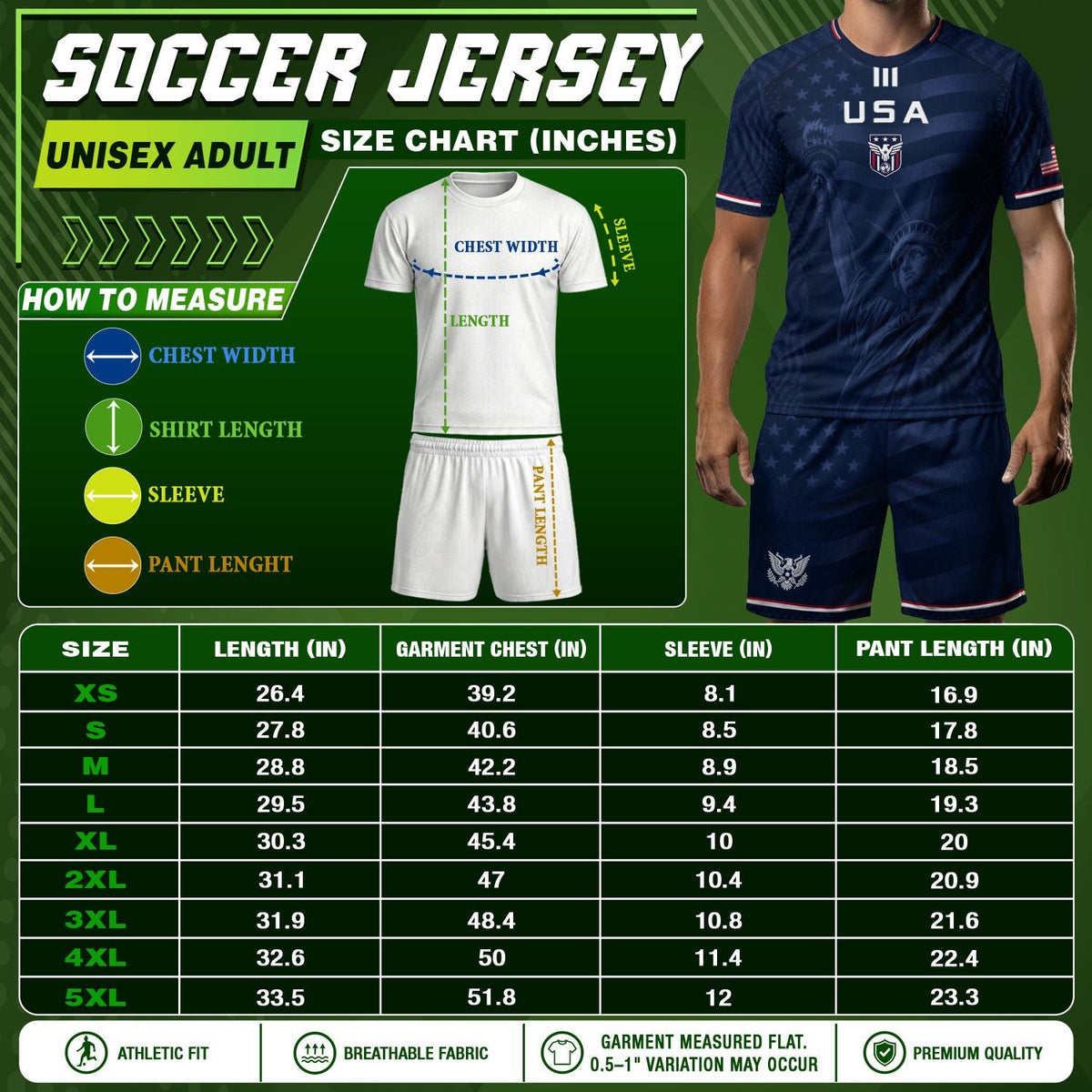 Adult USA Soccer Jersey Navy Patriotic Statue of Liberty Artistic Graphic Football Tee upsale - Rust Field Wear