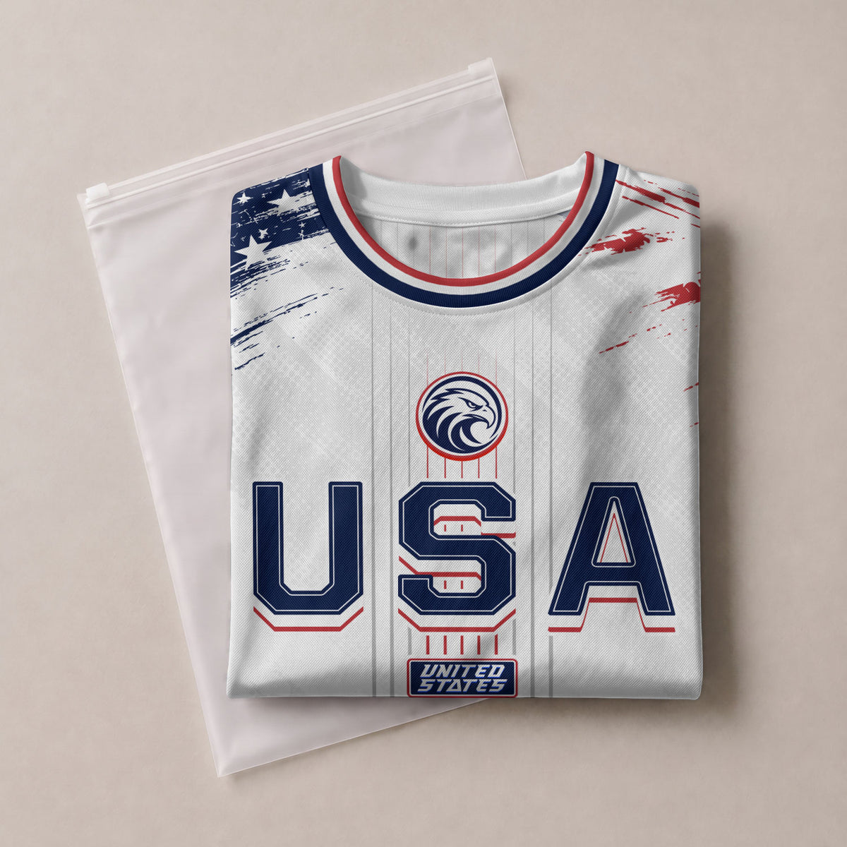 Custom USA Soccer Jersey Men White Brush Stroke Name Number Football Shirt - Rust Field Wear
