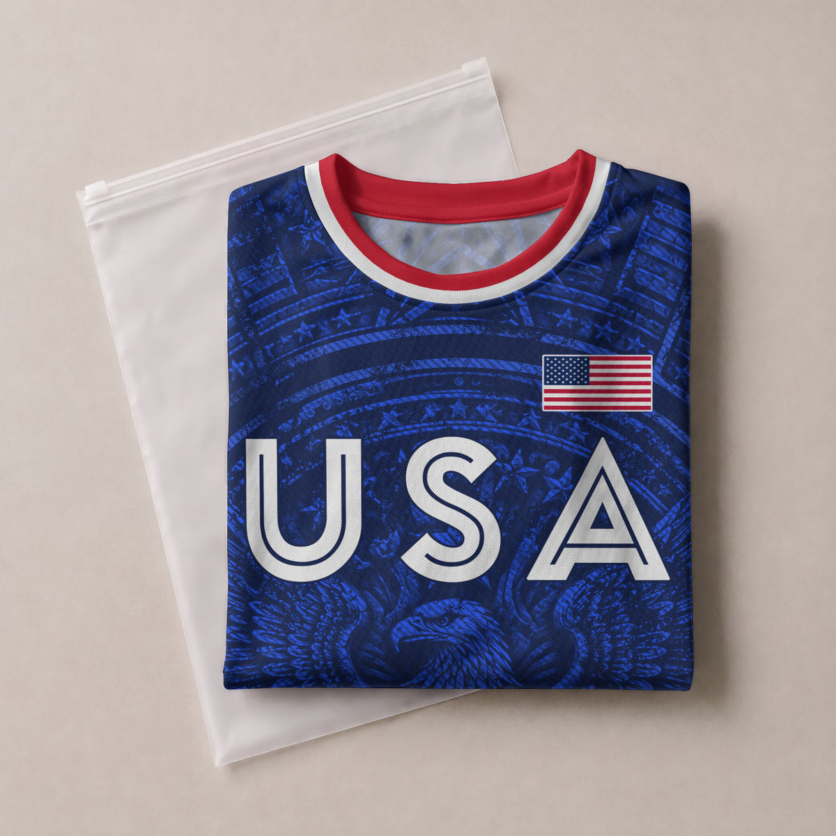 USA Soccer Jersey Men Royal Blue Eagle Graphic Patriotic Football T-Shirt