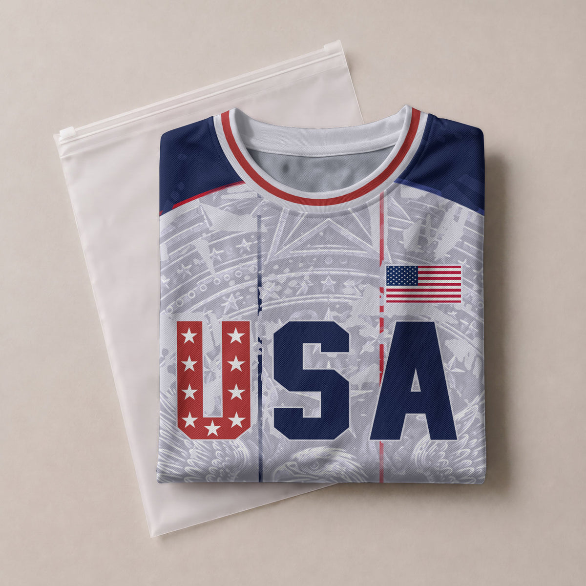 USA Soccer Jersey Men White Patriotic Eagle Team Graphic Football Shirt
