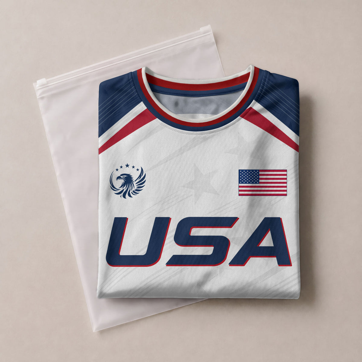 Custom Adult USA Soccer Jersey White Red Blue Patriotic American Team Football Shirt - Rust Field Wear
