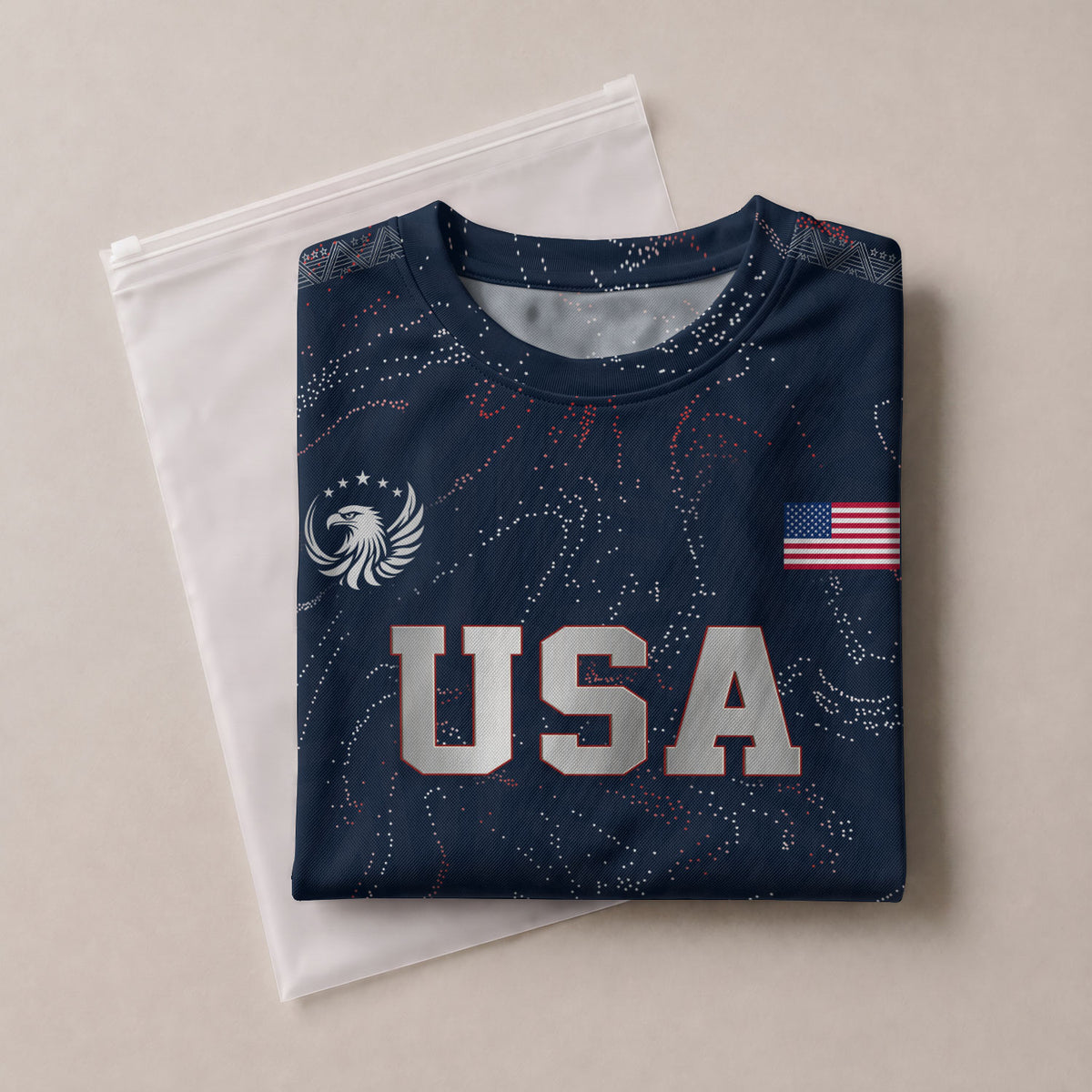 Custom Adult USA Soccer Jersey Navy Blue Patriotic American Flag Marble Football Shirt - Rust Field Wear