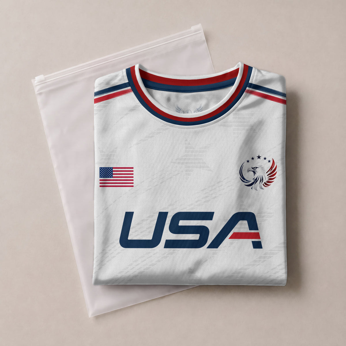 Custom White USA Soccer Jersey Personalized Adult Name Number Patriotic Sports Uniform - Rust Field Wear