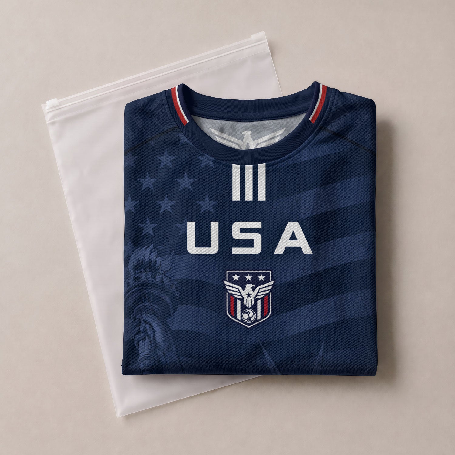 Custom Blue USA Statue of Liberty Soccer Jersey - Personalized Name & Number Shirt