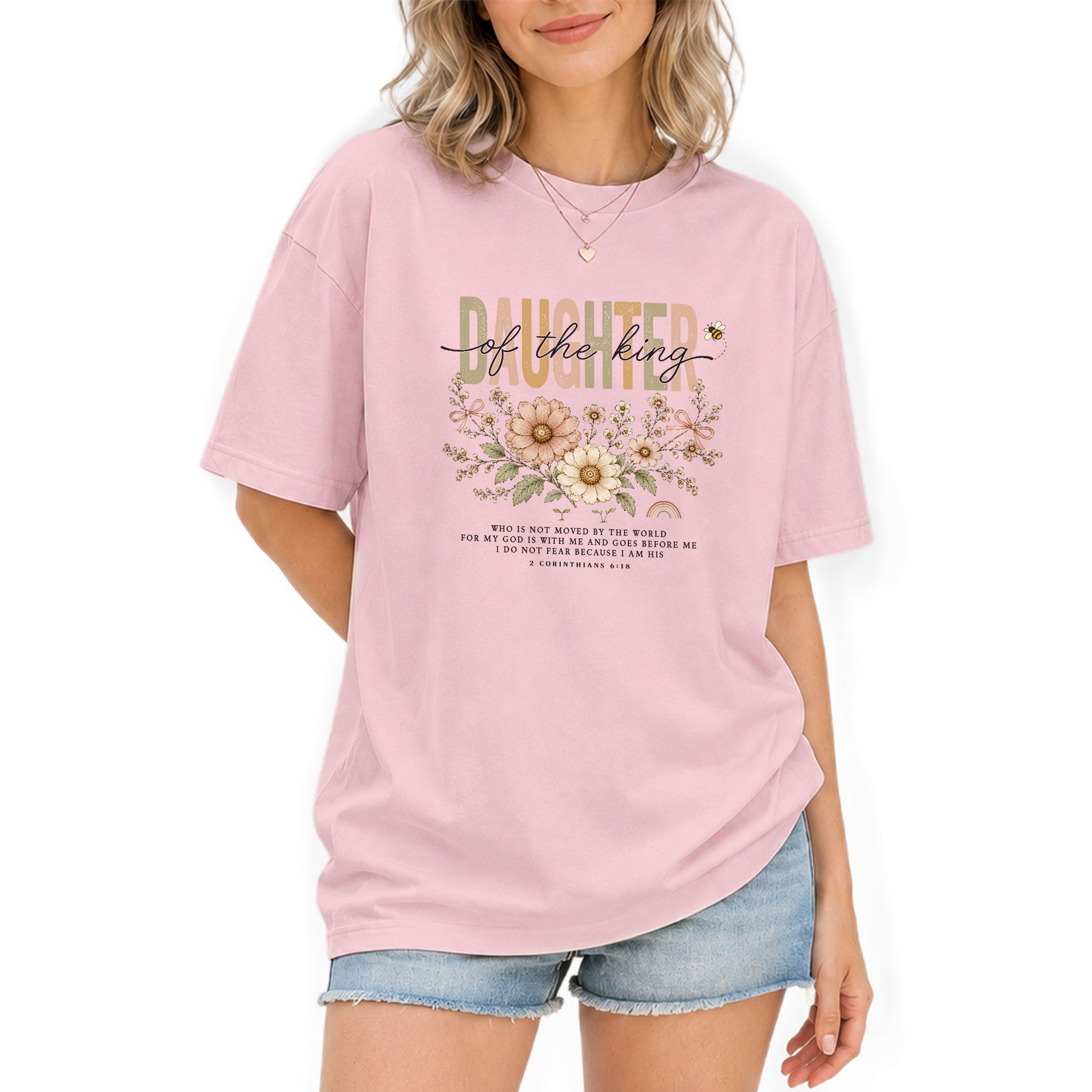 Daughter Of The King Shirt Daisy Bee Christian 2 Corinthians 6 18 Faith Graphic Tee - Rust Field Wear