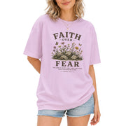 Faith Over Fear Christian Shirt Floral Wildflower Women T-Shirt Psalms 118:6 Tee - Rust Field Wear