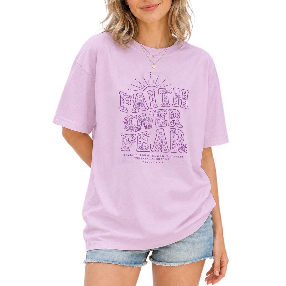 Faith Over Fear Christian Shirt Womens Bible Verse T-Shirt Psalms 118 6 Jesus Tee - Rust Field Wear